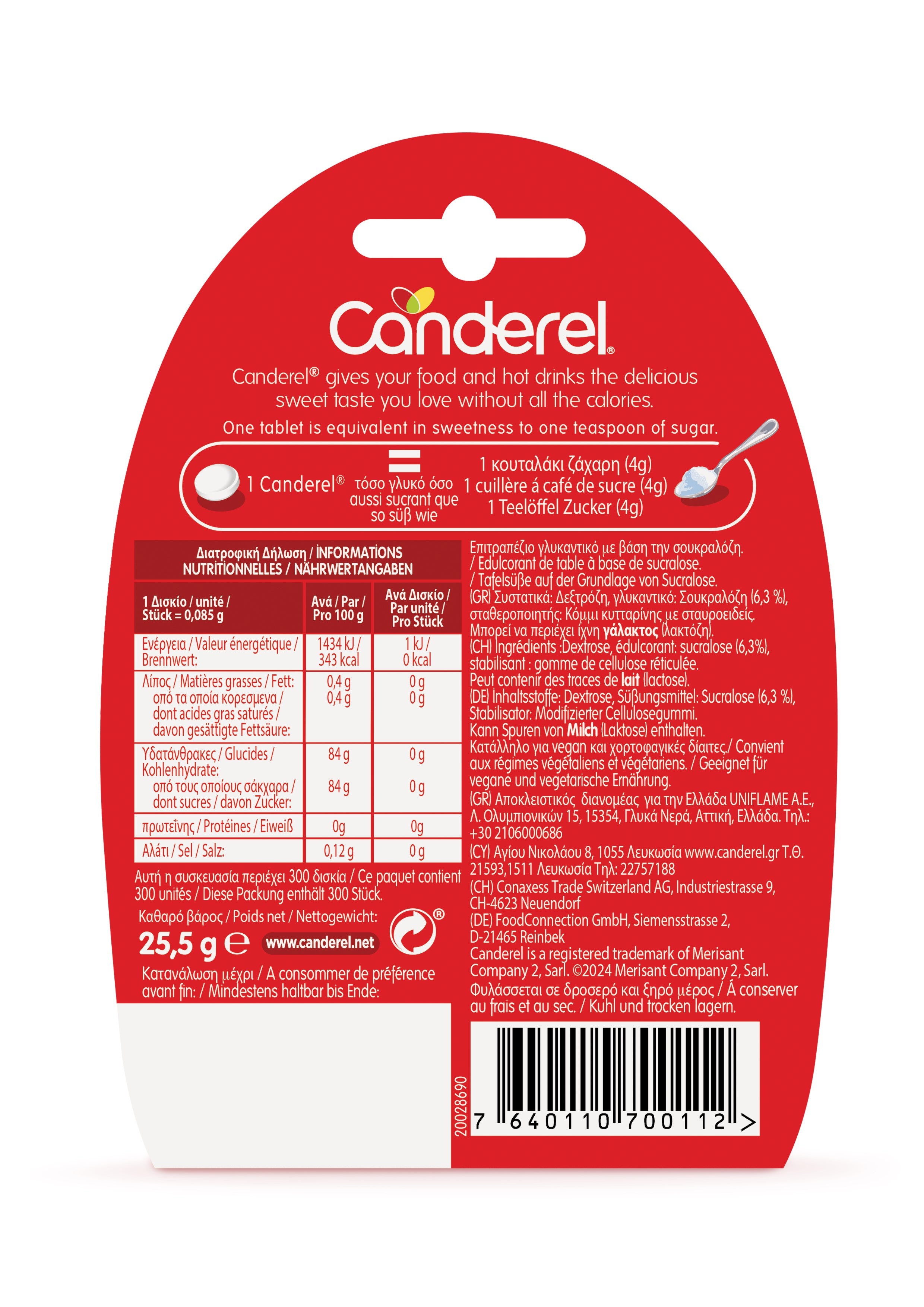 Canderel 300 Tabs Rückseite