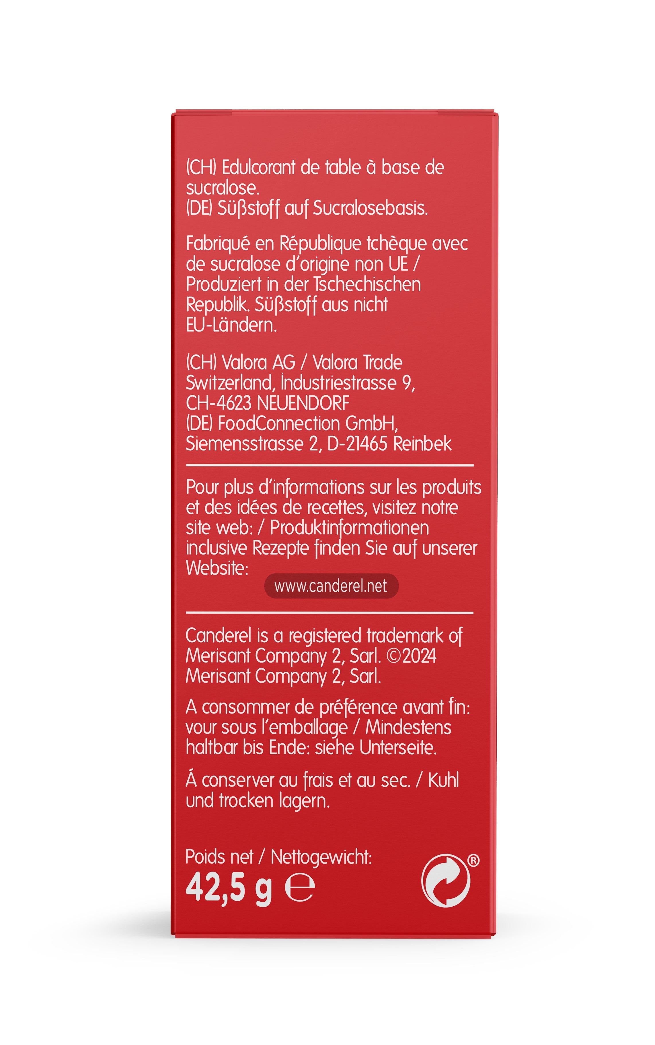 Canderel 500 Tabs Packung Seite 1