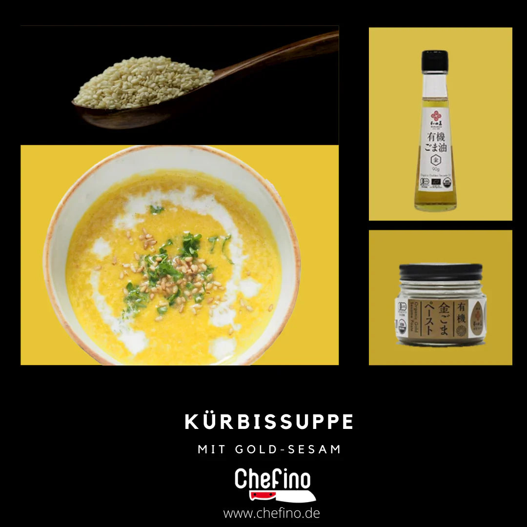 KÜRBISSUPPE mit GOLD-SESAM