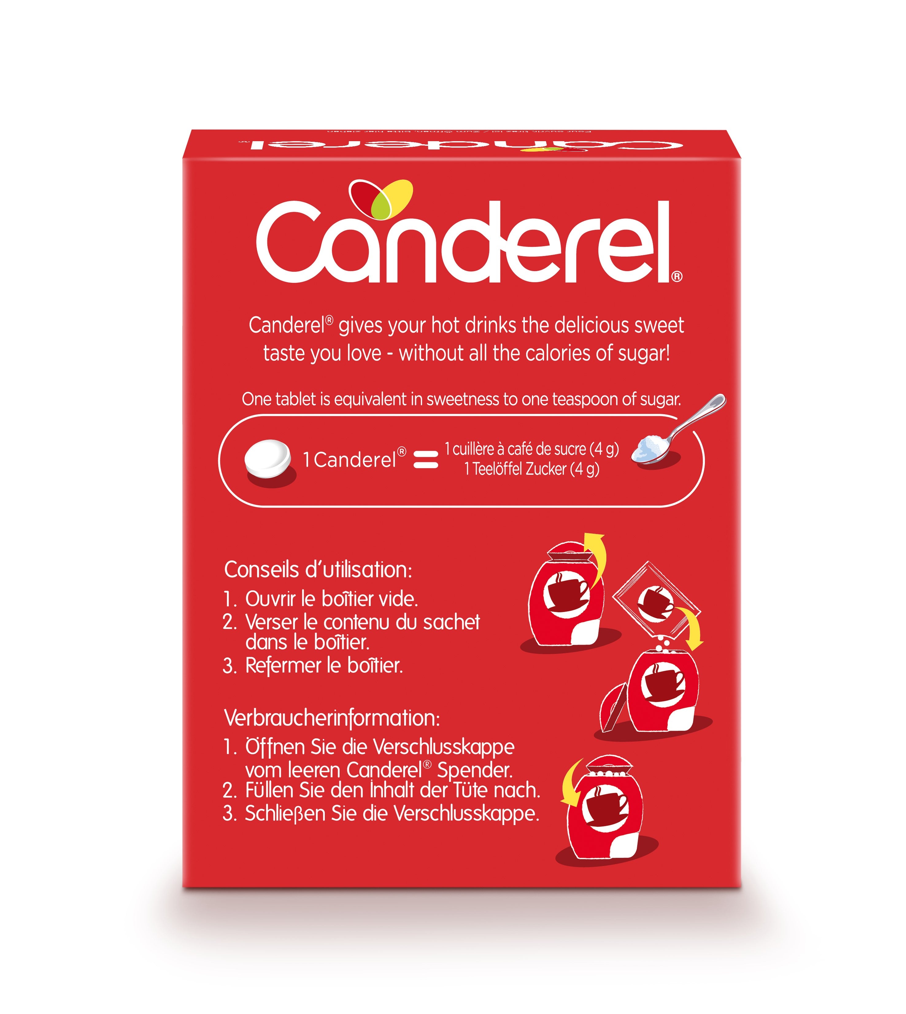 Canderel 500 Tabs Packung Rückseite