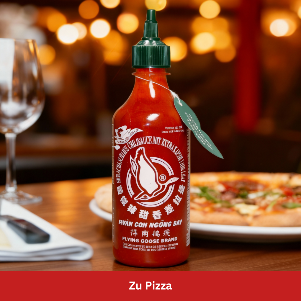 Sriracha zu Pizza Stillife