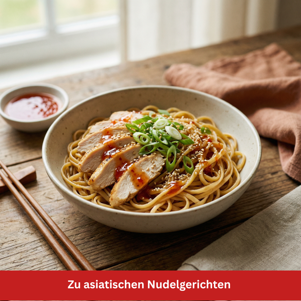 Süße Chillisauce zu asiatischen Nudeln Stillife