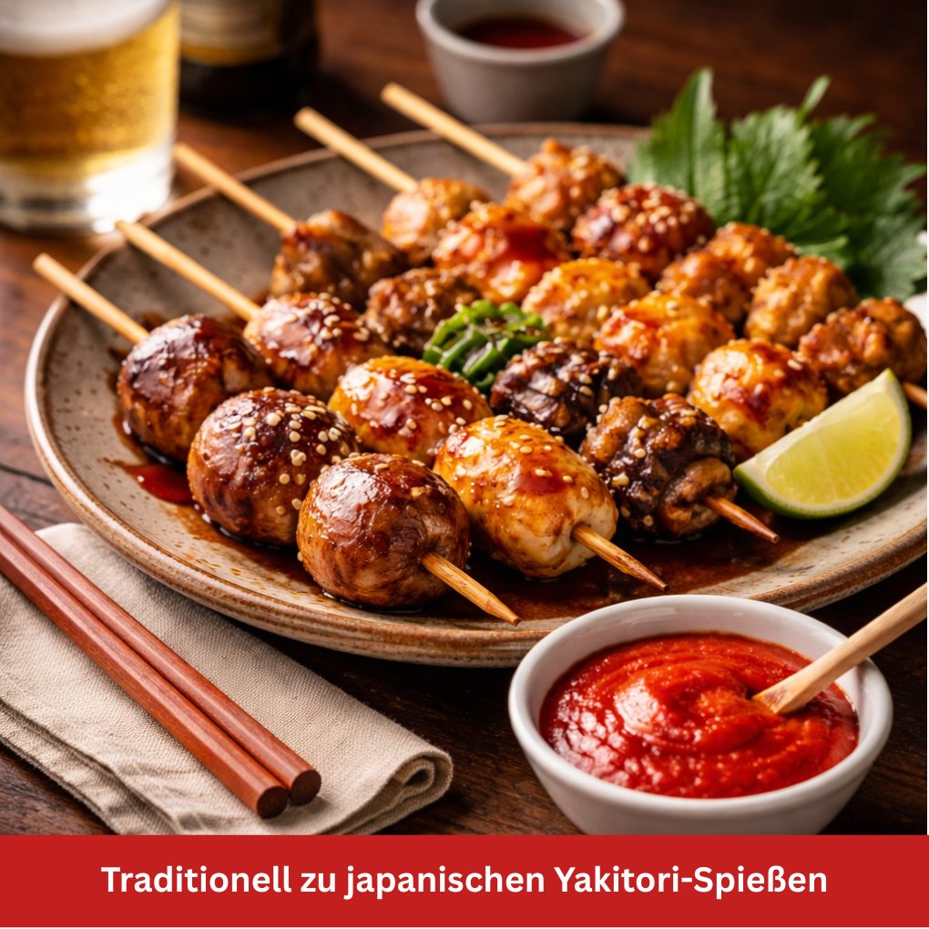 Kanzuri zu Yakitori Spießen Stillife