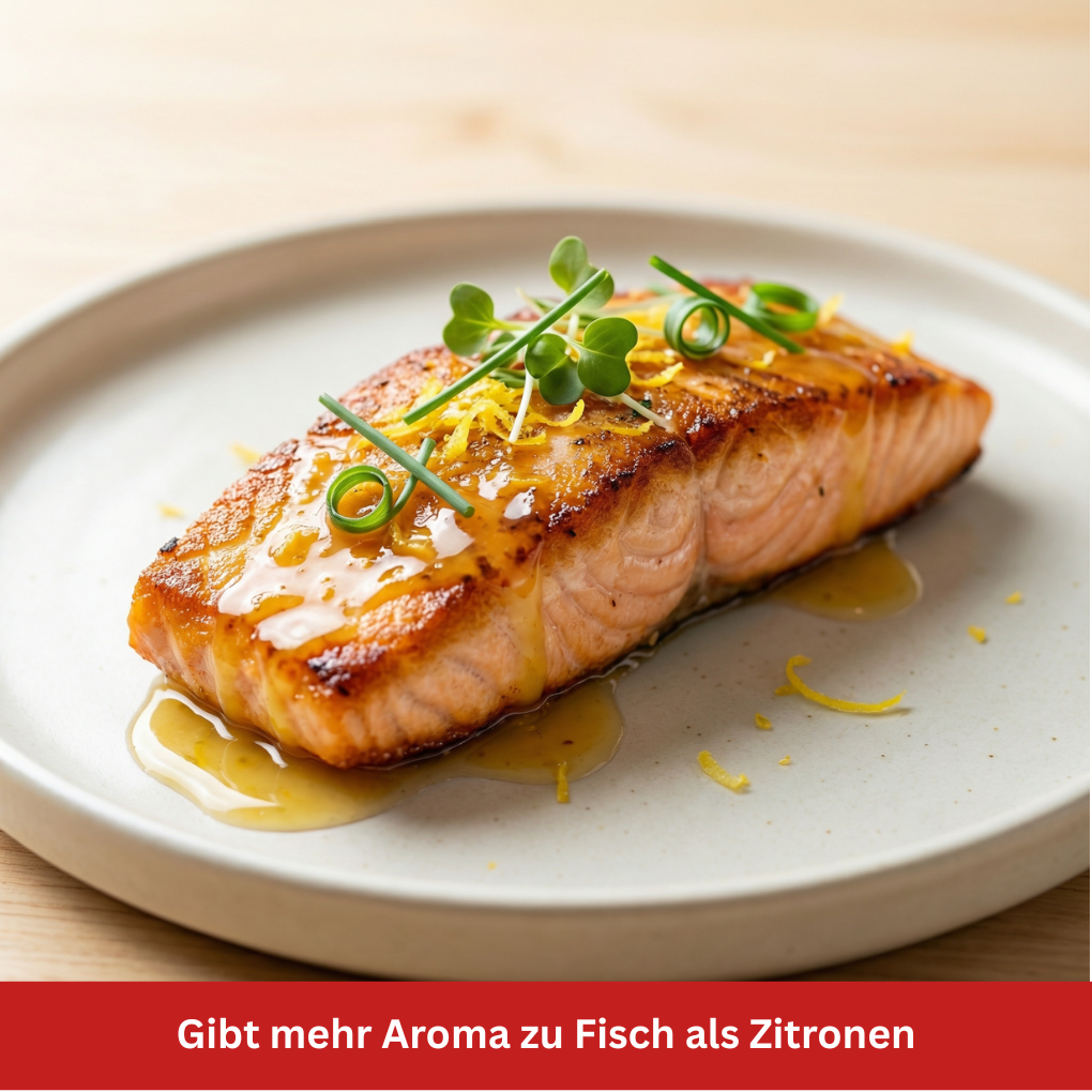 Yuzusaft zu Lachs Stillife